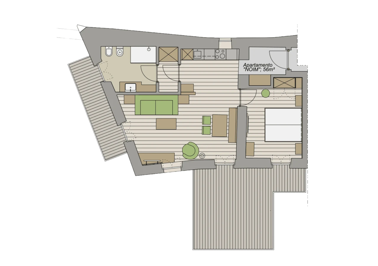 Grundriss der Maso Convento Suite - Modell Apartment NOIM - Luxusaufenthalt in Tenno