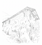 Schizzo architettonico dell'agriturismo biologico Maso Convento a Tenno